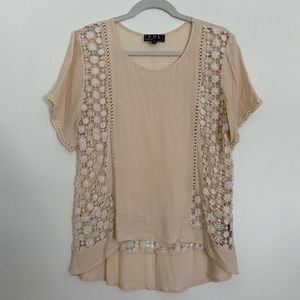 top with crochet cutout design